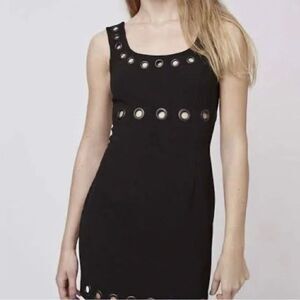 TOPSHOP EYELET GROMMET BODY-CON BLACK SHEATH DRESS